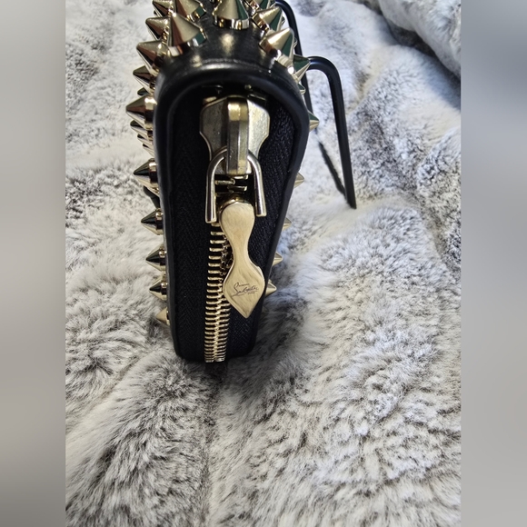 COA Christian Louboutin‎ Long  Leather Wallet. Black W/ Gold Studs EUC - Picture 4 of 11